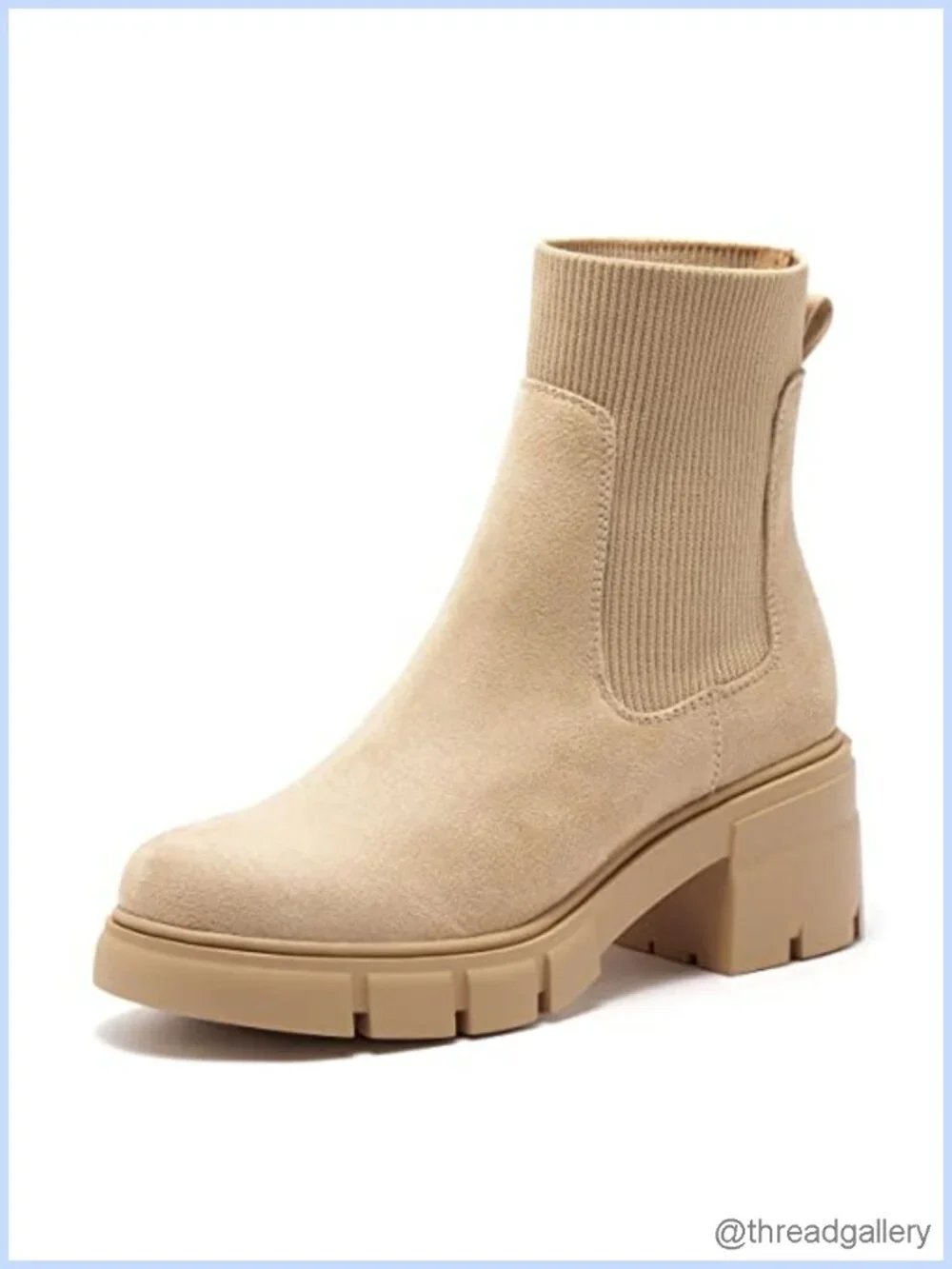 Women's Elastic Chelsea Boots Chunky Block Heel Platform Lug Sole Ankle Booties
